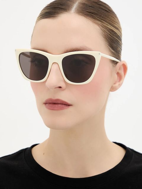 Saint Laurent okulary przeciwsłoneczne KATE THIN damskie kolor beżowy SL 214 - zdjęcie produktu nr 1