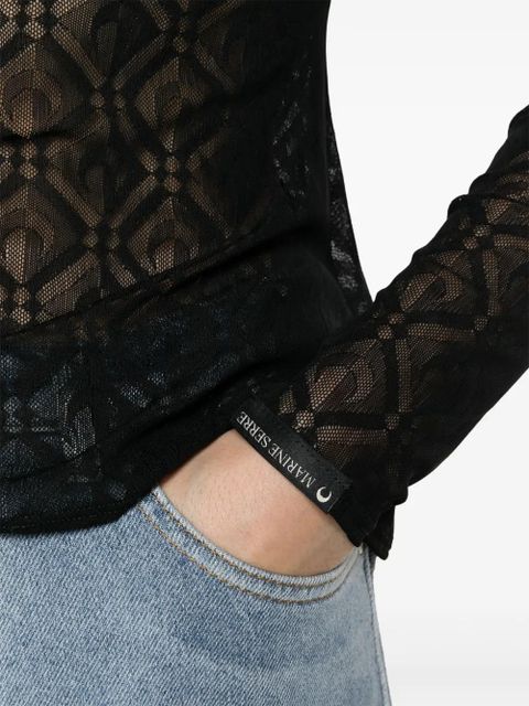 Marine Serre Moon Diamant-jacquard top - Black