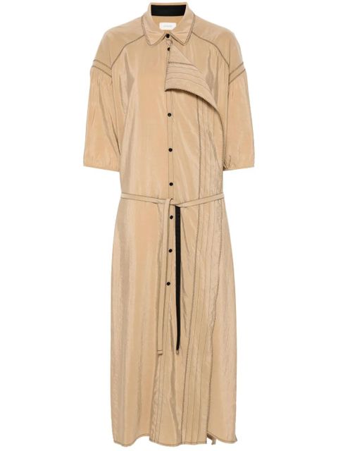 LEMAIRE embroidered asymmetrical shirt dress - Brown - zdjęcie produktu nr 1