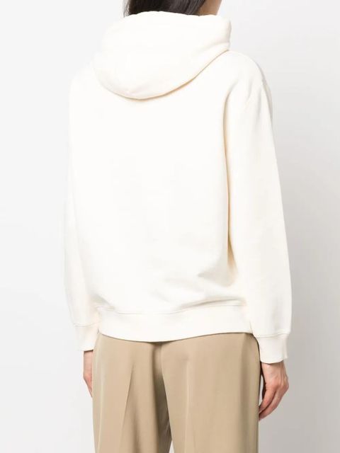 Lanvin embroidered-logo cotton hoodie - Neutrals