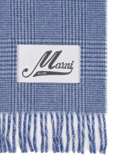 Marni check-patterned fringe scarf - Blue - zdjęcie produktu nr 2