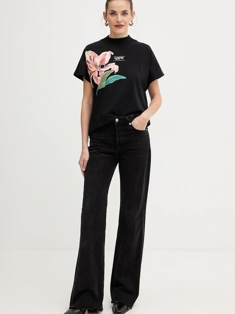 Guess t-shirt bawełniany LILY damski kolor czarny W5BI16 I3Z14