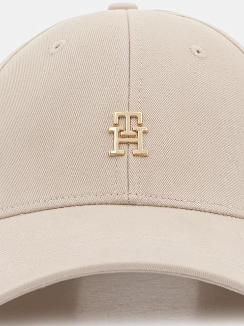 Tommy Hilfiger czapka z daszkiem bawełniana kolor beżowy z aplikacją AW0AW17631
