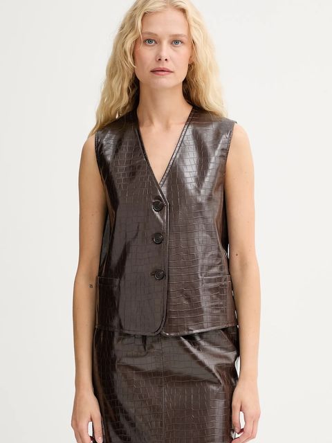 ISABELLE BLANCHE kamizelka kolor brązowy jednorzędowa IS25FW-C027-T006 - zdjęcie produktu nr 1