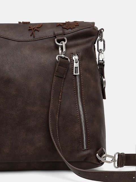 Desigual torebka STENCIL FLOCADO kolor brązowy 25WAKP16 - zdjęcie produktu nr 2