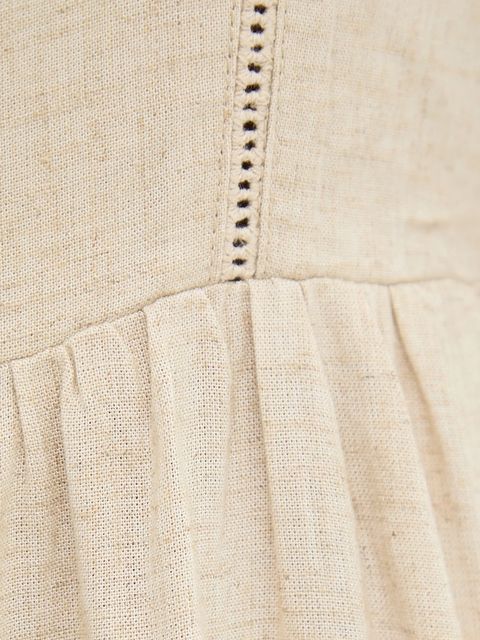 Answear.LAB sukienka z lnem kolor beżowy maxi rozkloszowana