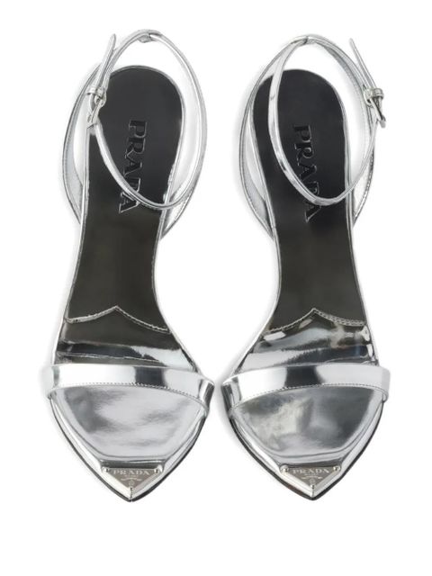 Prada 80mm ankle-strap leather sandals - Silver