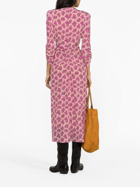 ISABEL MARANT Albini printed silk midi dress - Pink