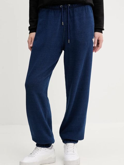 Guess Jeans spodnie dresowe bawełniane damskie kolor granatowy gładkie W5YB65 KCXQ1 - zdjęcie produktu nr 1