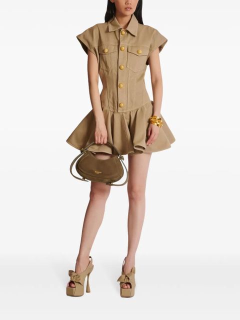Balmain flared cotton-canvas dress - Neutrals