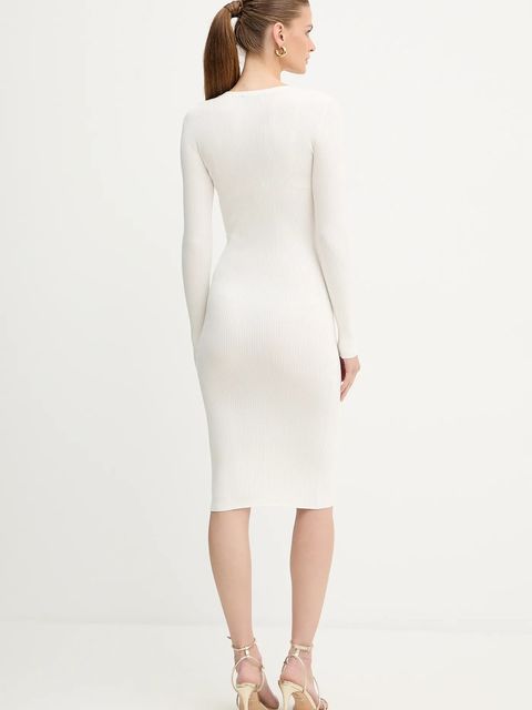 Elisabetta Franchi sukienka z dodatkiem jedwabiu kolor beżowy mini dopasowana AM10B56E2