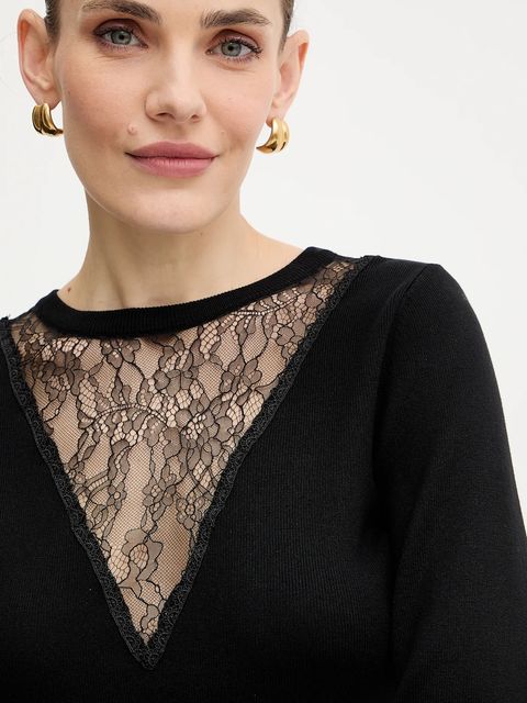 Morgan sweter damski kolor czarny lekki MCHANTI