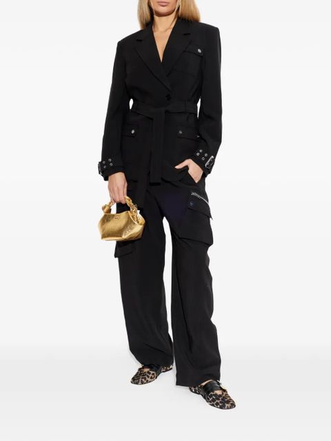 GANNI notched-lapel belted jacket - Black - zdjęcie produktu nr 2