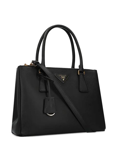 Prada top-handle logo-plaque tote bag - Black
