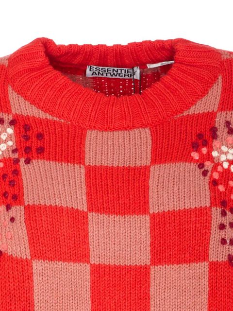 Essentiel Antwerp embroidered check sweater
