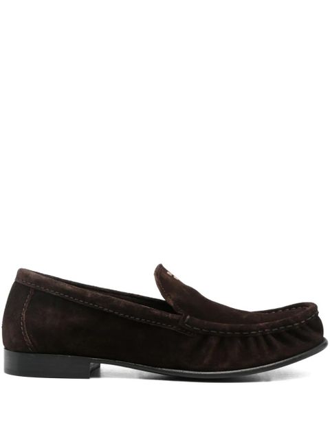 Miu Miu logo-lettering suede loafers - Brown - zdjęcie produktu nr 1