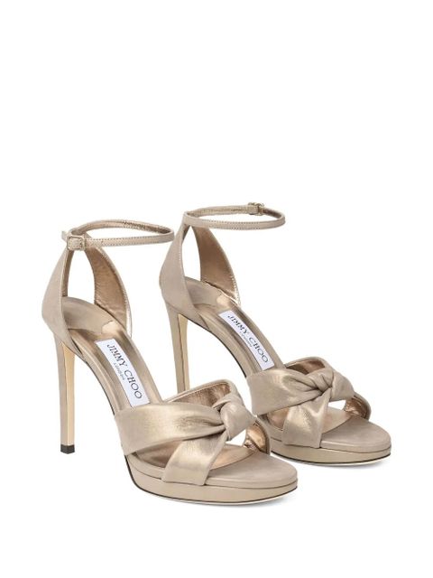 Jimmy Choo 85mm Rosie knotted ankle-strap sandals - Gold