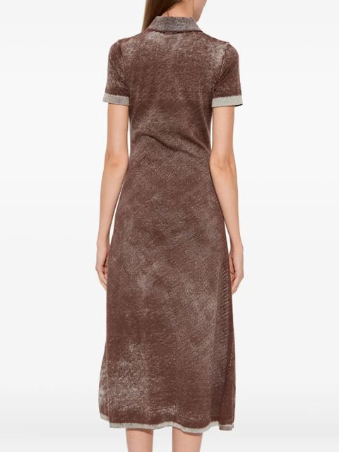 Diesel M-Lourens half-buttoned polo-collar midi dress - Brown