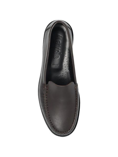 Aeyde Arthur topstitched leather loafers - Brown