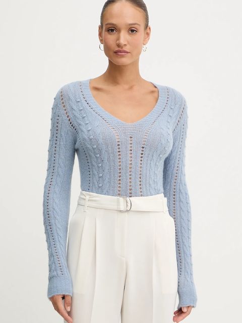 Twinset sweter z dodatkiem wełny damski kolor niebieski lekki 252TT3137 - zdjęcie produktu nr 1