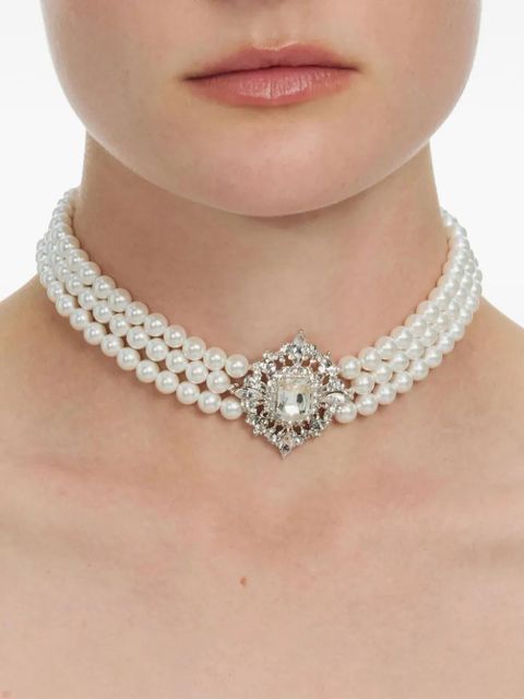 Self-Portrait crystal pearl choker - Silver - zdjęcie produktu nr 2