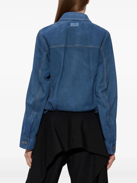 LOEWE contrast-stitch suede jacket - Blue