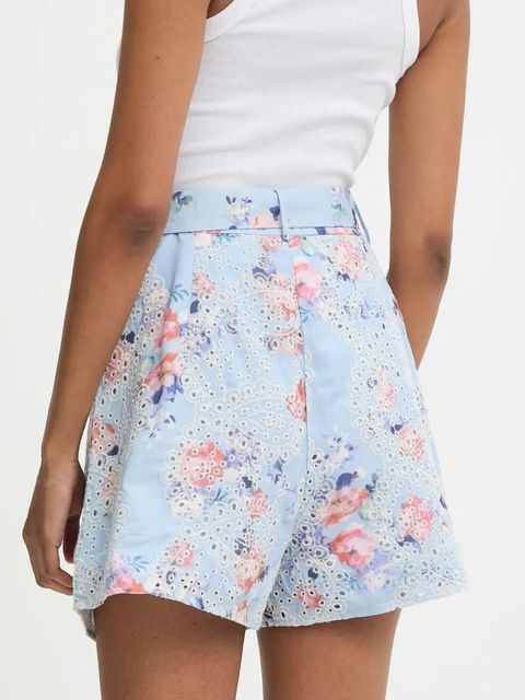 Answear.LAB szorty damskie kolor niebieski wzorzyste high waist