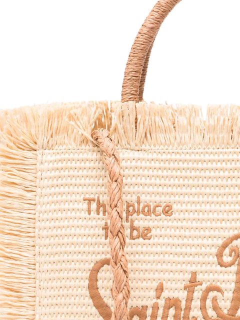 MC2 Saint Barth Colette fringed embroidered tote bag - Neutrals