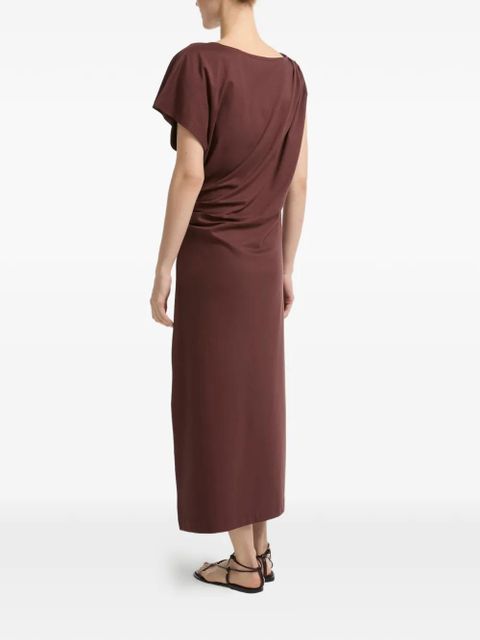 Yves Salomon asymmetrical jersey midi dress - Brown