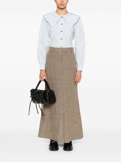 GANNI puritan-collar cotton shirt - Blue