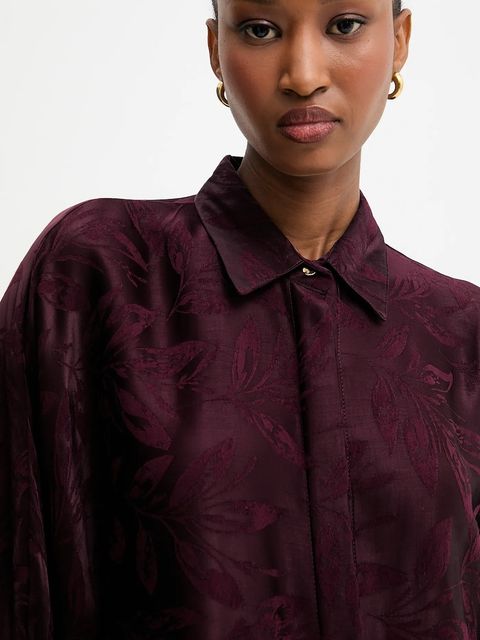 Answear.LAB koszula damska kolor bordowy relaxed z kołnierzykiem klasycznym