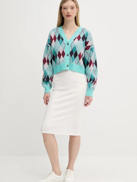 Tommy Jeans sukienka kolor beżowy midi dopasowana DW0DW20330