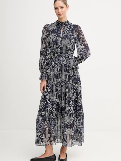 OUI sukienka kolor granatowy maxi rozkloszowana 94168