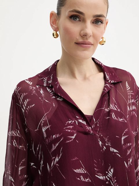 Armani Exchange bluzka damska kolor bordowy wzorzysta XW001019 AF12051