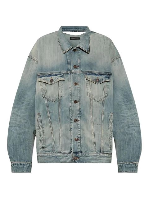 Balenciaga distressed detail denim jacket - Blue - zdjęcie produktu nr 1
