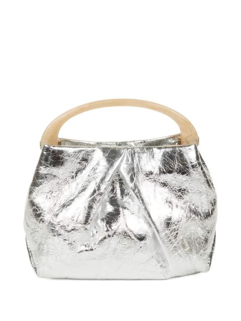 DRIES VAN NOTEN small pleated leather tote bag - Silver