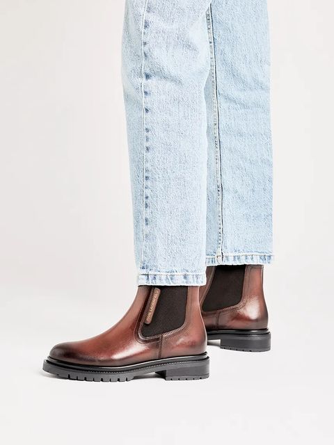 Karl Lagerfeld botki skórzane BINKY damskie kolor brązowy na płaskim obcasie KL47545