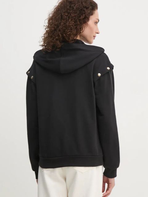 Liu Jo bluza damska kolor czarny z kapturem gładka TA5049 FS000