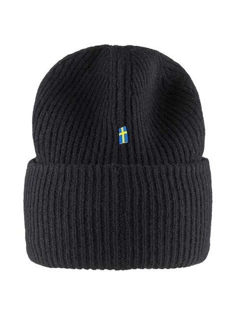 Fjallraven czapka wełniana 1965 Logo kolor czarny z grubej dzianiny wełniana