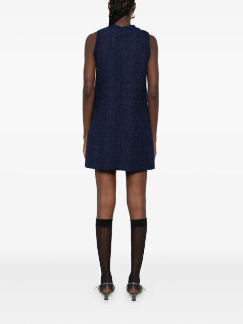 SANDRO tweed flap-pocket mini dress - Blue