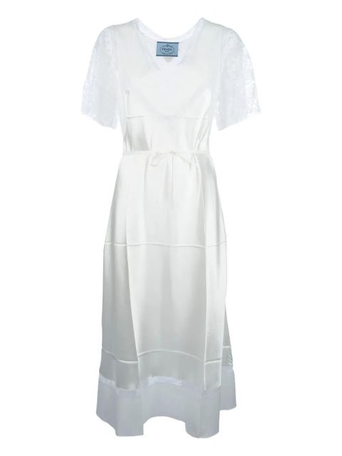 Prada lace-panels midi dress - White - zdjęcie produktu nr 1