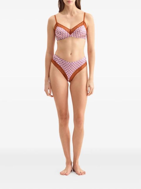 ERES Indie geometric-print lace-trimmed bra - Purple