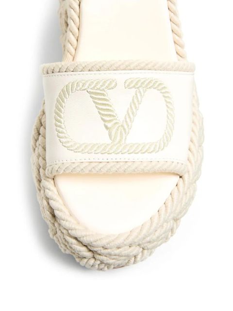 Valentino Garavani 130mm VLogo Torchon wedge sandals - White