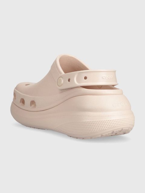 Crocs klapki Classic Crush Clog damskie kolor różowy na koturnie 206121