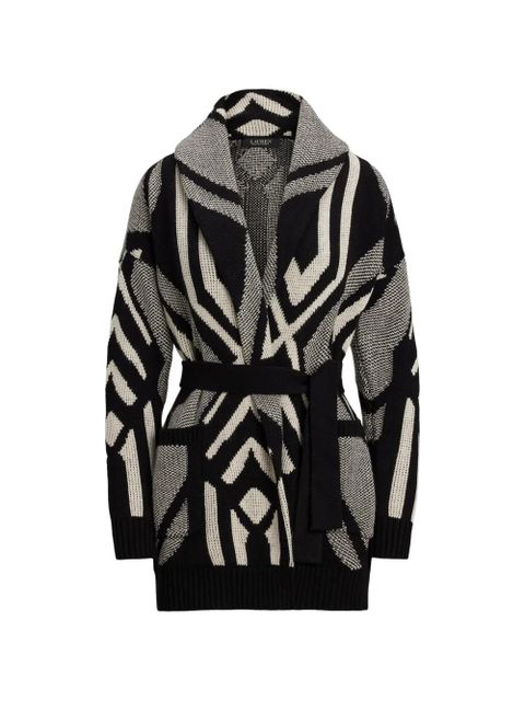 Lauren Ralph Lauren geometric-pattern belted cardigan - Black - zdjęcie produktu nr 1