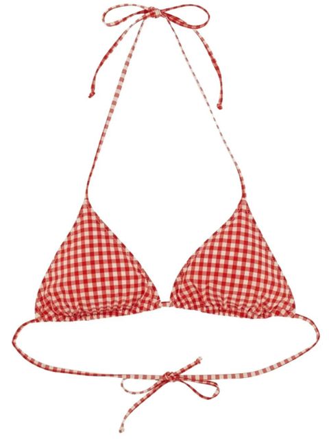 MC2 Saint Barth gingham-print bikini bottom - Red - zdjęcie produktu nr 2