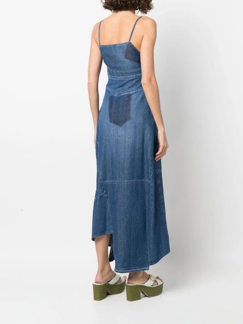 LOEWE asymmetric denim ruffle dress - Blue