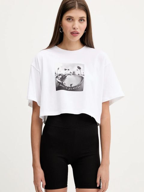 Vans t-shirt bawełniany damski kolor biały VN000RCHWHT1 - zdjęcie produktu nr 1