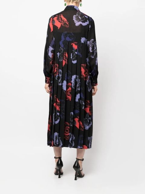 Ferragamo floral-print midi dress - Black