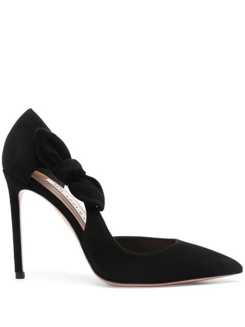Aquazzura 105mm Very Bow Tie suede pumps - Black - zdjęcie produktu nr 1